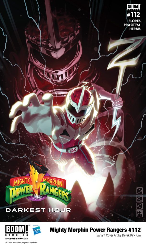 in: Power Rangers (Boom! Studios), Comics, Mighty Morphin Power Rangers (Boom! Studios)
Mighty Morphin Power Rangers (Boom! Studios) Issue 112
SIGN IN TO EDIT
Play Sound
Icon-boomThis article is about a/an comic book issue in the Power Rangers comic sub-franchise by Boom! Studios.

Mighty Morphin Power Rangers (Boom! Studios) Issue 112
Editor
Allyson Gronowitz
Cover artist:
Taurin Clarke
Writer:
Melissa Flores
Penciller:
Hendry Prasetya
Inker:
Hendry Prasetya
Adapted from:
Mighty Morphin Power Rangers (Season 2)
Release date:
September 27, 2023
Publisher:
BOOM! Studios
Issue Guide
Publication Order
Previous	Next
Mighty Morphin Power Rangers (Boom! Studios) Issue 111	Mighty Morphin Power Rangers (Boom! Studios) Issue 113
Continuity Order
Previous	Next
Mighty Morphin Power Rangers 30th Anniversary Comic Special	Mighty Morphin Power Rangers (Boom! Studios) Issue 113
Mighty Morphin Power Rangers #112 is the second issue of Darkest Hour,